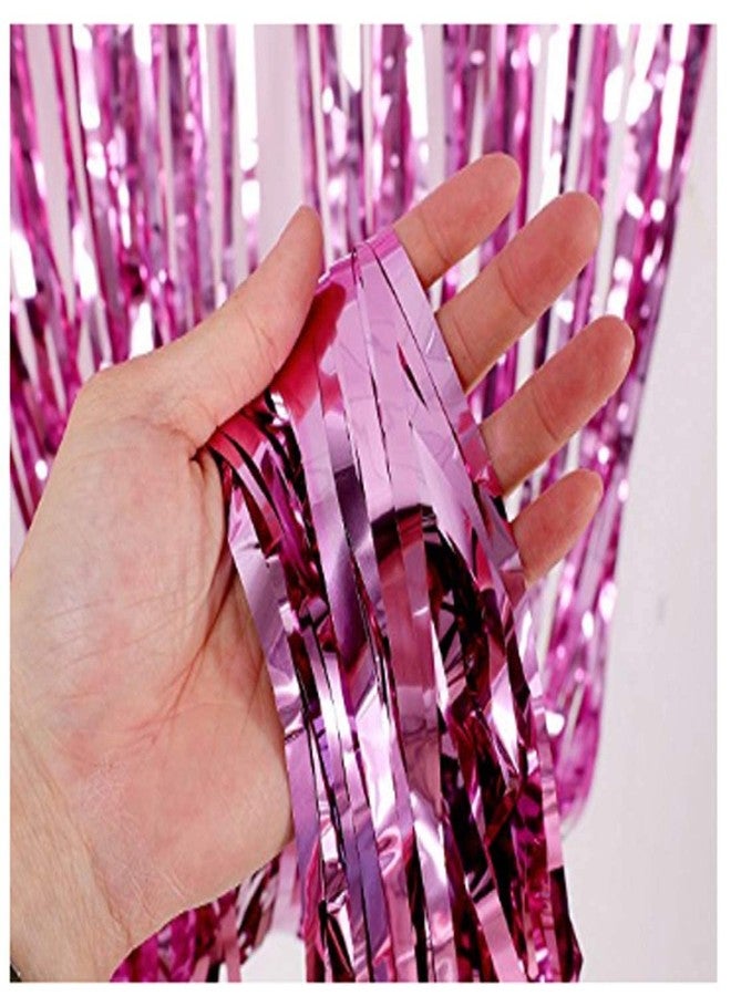 LUDALY Foil Metallic Tinsel Fringe Big Size Curtains for Birthday, Anniversaries, Graduation, Retirement, Baby Shower Decoration Pack of 2 (Pink) - Image 2